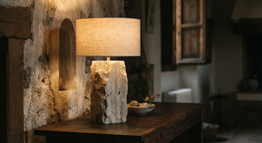 Marble table lamp detail