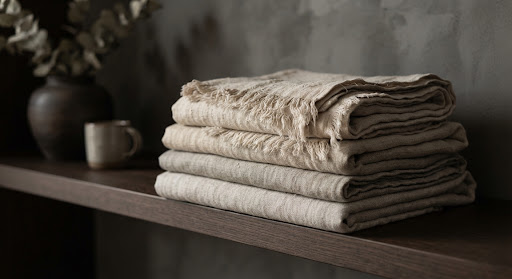 Folded linen textile